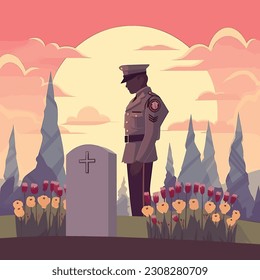 Gedenktag-Design. Alle zu ehren, die gedient haben. Vektorgrafik 51