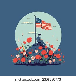 Diseño del Día Conmemorativo. Honrando A Todos Los Que Sirvieron. Ilustración vectorial 21