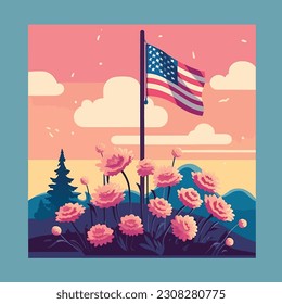 Memorial Day Design. Honoring All Who Served. Vector Illustration 20