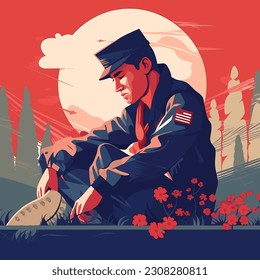 Memorial Day Design. Honoring All Who Served. Vector Illustration 13