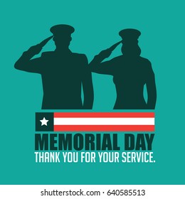 Memorial Day design with saluting soldiers. EPS 10 vector.