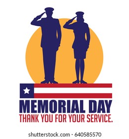 Memorial Day design with saluting soldiers. EPS 10 vector.