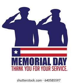 Memorial Day design with saluting soldiers. EPS 10 vector.