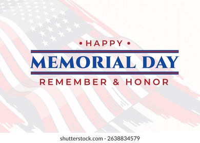 Memorial day design. Vector illustration of American waving flag - United State Memorial day - US national day