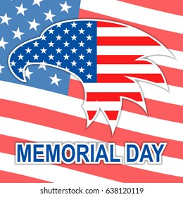 Memorial Day with eagle in national flag colors. Vector illustration