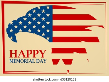 Memorial Day with eagle in national flag colors. Vector illustration