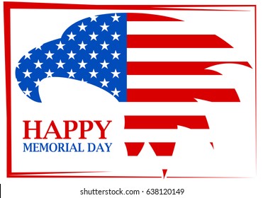 Memorial Day with eagle in national flag colors. Vector illustration