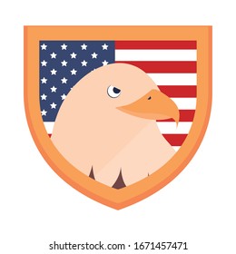 memorial day eagle in shield with flag american celebration vector illustration flat style icon