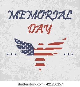 Memorial day. Eagle and stars background