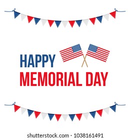 Memorial Day, federal holiday in the USA, illustration or card with national flag.