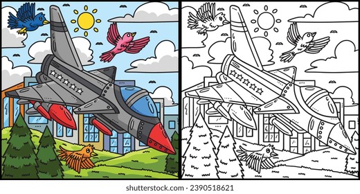 Memorial Day Fighter Jet Coloring Illustration