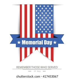 Memorial day, flag America, vector , isolated  background
