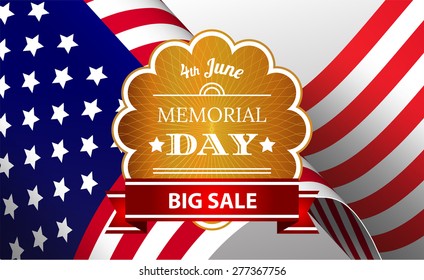 Memorial day Flag of American design background, vector illustration
