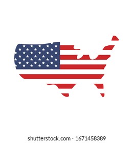 memorial day flag and map american celebration vector illustration flat style icon
