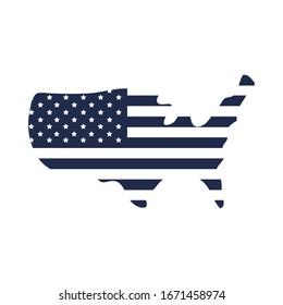 memorial day flag and map american celebration vector illustration silhouette style icon