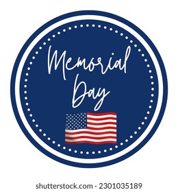 Memorial day with flag on blue background