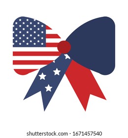 Gedenktages-Flaggenform mit Bogen-Dekoration Amerikanisches Feiern Vektorillustration Illustration flaches Symbol