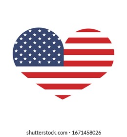 Memorial Day Flag Shaped Heart Event American Celebration Vector Illustration Flat Style Icon