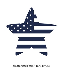 emblema de la estrella en forma de bandera conmemorativa celebración americana ilustración vectorial estilo silueta icono