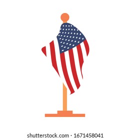memorial day flag in stand sign american celebration vector illustration flat style icon