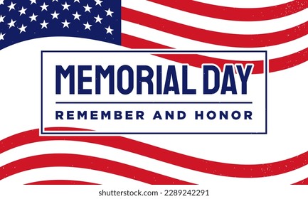 Memorial Day Flat Background Design. Remember and Honor. Vector Illustration.