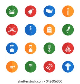 Memorial day flat icons for media