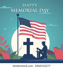 Memorial Day flat vector illustration