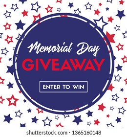 Memorial day giveaway. Vector banner template for social media contest