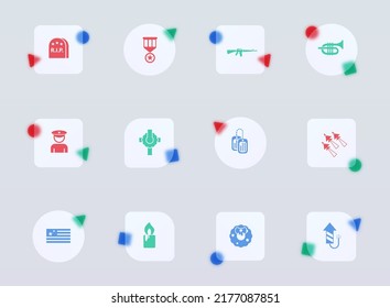 memorial day glass morphism trendy style icons. memorial day transparent glass color vector icon with color figures. for web and ui design, mobile apps and promo business advertising