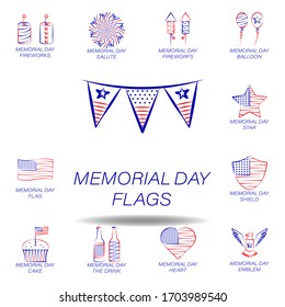 memorial day glasses colored icon. Set of memorial day illustration icon. Signs and symbols can be used for web, logo, mobile app, UI, UX on white background