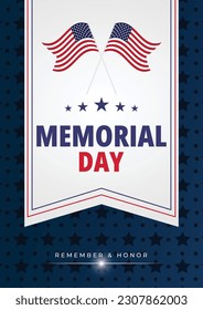 memorial day gradient Poster Design with two flag and light