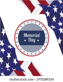 Memorial Day greeting card with brush stroke background in United States national flag colors. Vector illustration.