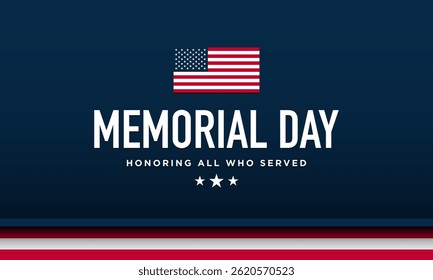 Memorial Day Greeting Card or Poster Design. Vector Illustration.
