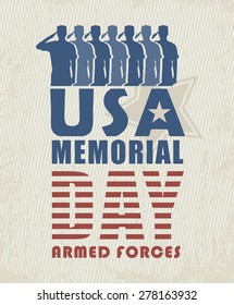 Memorial day greeting card. Poster with soldiers