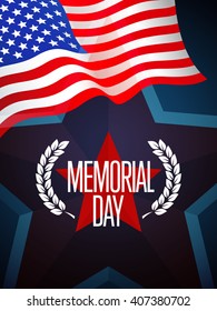 Memorial Day greeting card. Vector illustration with american flag.