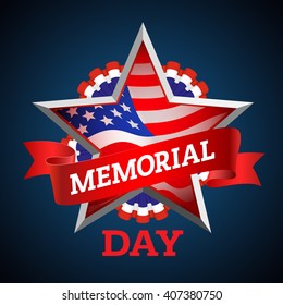 Memorial Day greeting card. Vector illustration with american flag.