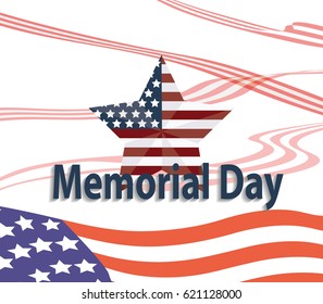 Memorial Day greeting card. Vector illustration with american flag