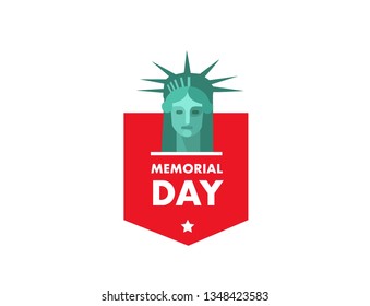 Memorial Day Greetings background or banner. Liberty statue. Memorial Day poster design. Vector illustration.