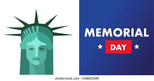 Memorial Day Greetings background or banner. Liberty statue. Memorial Day poster design. Vector illustration.