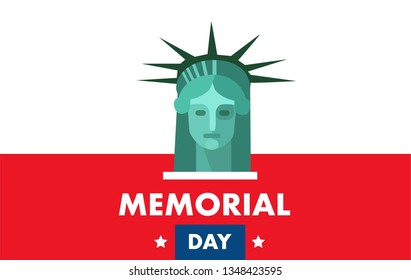 Memorial Day Greetings background or banner. Liberty statue. Memorial Day poster design. Vector illustration.