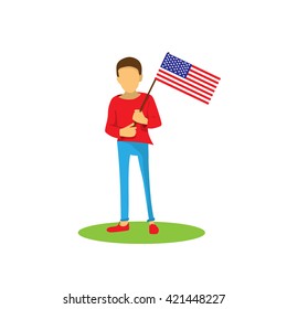 Memorial day. The guy with the flag. Vector