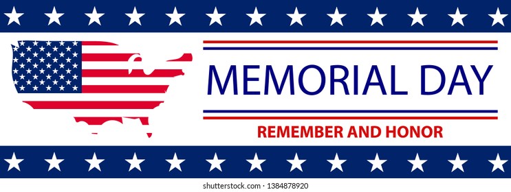 Memorial Day header or banner design decorated with stars.