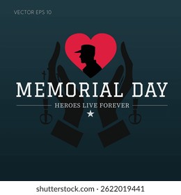 Memorial Day hero tribute with red heart soldier and star