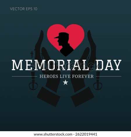 Memorial Day hero tribute with red heart soldier and star