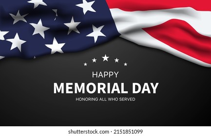 Memorial Day - honoring all who served with USA flag, Vector illustration.