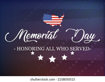 Memorial Day horizontal vector Background Design. Honoring All Who Served. memorial day background Illustration.