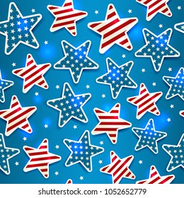 Memorial Day illustration with star seamless pattern.