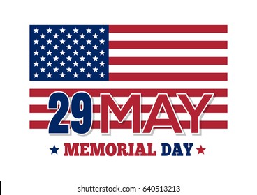 Memorial Day. Inscription on the background of the US flag. Vector illustration isolated on white background