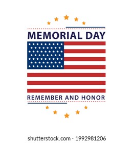 memorial day label with flag