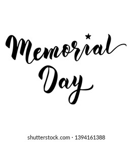 Memorial Day lettering greeting card or banner template. Hand drawn calligraphy for USA honored veterans day. 